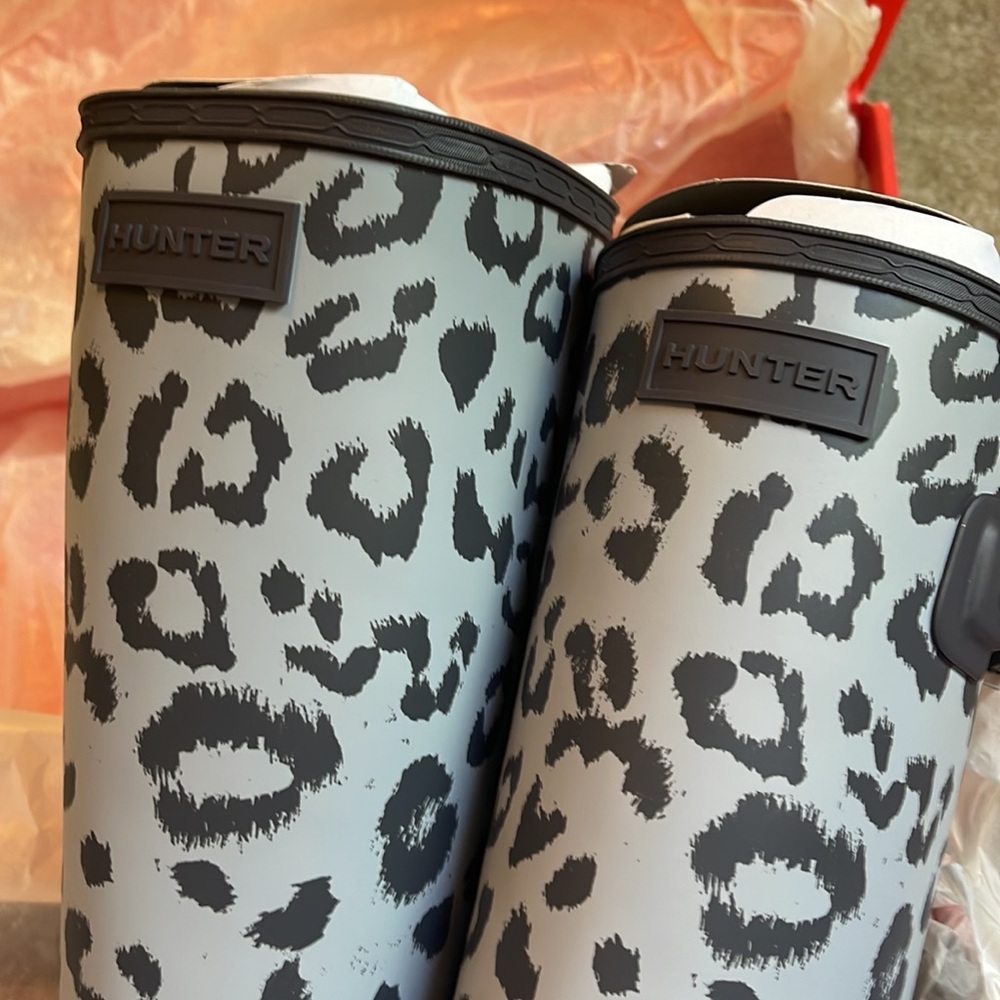 New Hunter Women’s Original Tall Leopard Print Refined Rainboots Size US 6 - Picture 5 of 11
